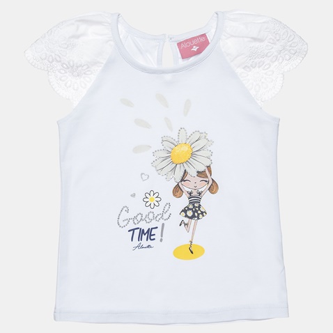 ALOUETTE-Παιδική κοντομάνικη μπλούζα ALOUETTE λευκή (18 μηνών - 5 ετών)