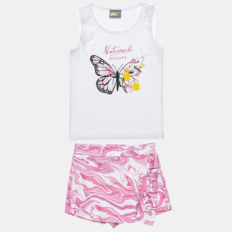 ALOUETTE-Παιδικό σετ από μπλούζα και φούστα - σορτς ALOUETTE Moovers λευκό ροζ