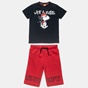 ALOUETTE-Παιδικό σετ από μπλούζα και βερμούδα ALOUETTE Snoopy μαύρο-κόκκινο (6-12 ετών)