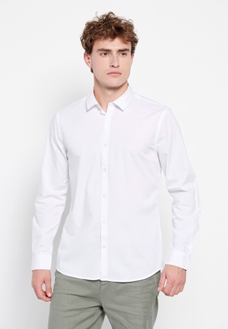 FUNKY BUDDHA-Ανδρικό πουκάμισο FUNKY BUDDHA λευκό