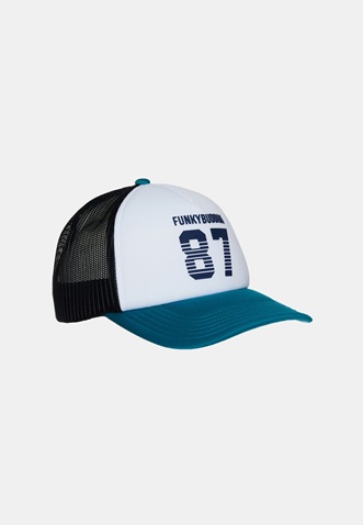 FUNKY BUDDHA-Ανδρικό καπέλο jockey FUNKY BUDDHA λευκό μπλε