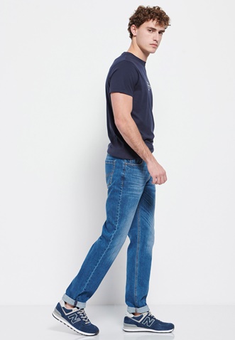 FUNKY BUDDHA-Ανδρικό jean παντελόνι FUNKY BUDDHA regular straight fit μπλε