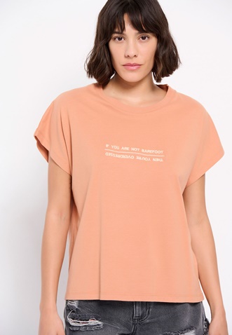 FUNKY BUDDHA-Γυναικείο t-shirt FUNKY BUDDHA σομόν