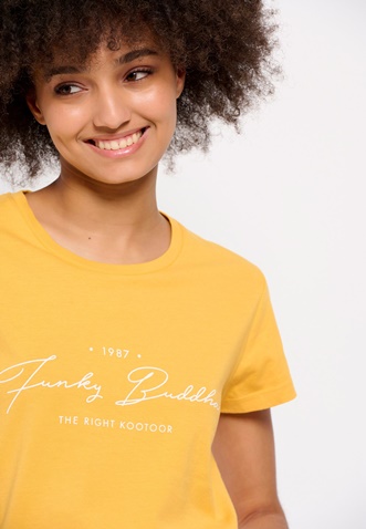 FUNKY BUDDHA-Γυνακείο t-shirt FUNKY BUDDHA κίτρινο
