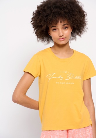 FUNKY BUDDHA-Γυνακείο t-shirt FUNKY BUDDHA κίτρινο