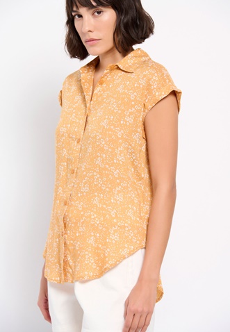 FUNKY BUDDHA-Γυναικείο πουκάμισο FUNKY BUDDHA πορτοκαλί floral