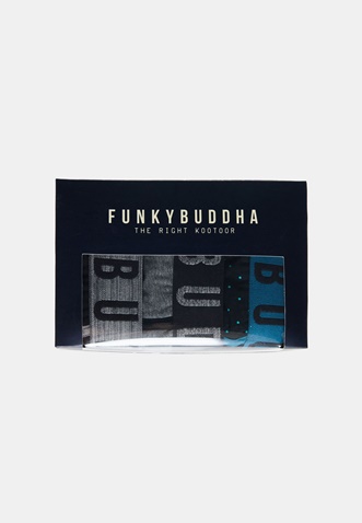 FUNKY BUDDHA-Ανδρικά εσώρουχα boxer σετ των 3 FUNKY BUDDHA γκρι μπλε μαύρο