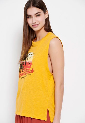 FUNKY BUDDHA-Γυναικεία αμάνικη μπλούζα FUNKY BUDDHA κίτρινη