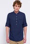 FUNKY BUDDHA-Ανδρικό λινό πουκάμισο FUNKY BUDDHA μπλε