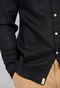 FUNKY BUDDHA-Ανδρικό λινό πουκάμισο FUNKY BUDDHA μαύρο