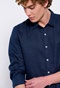 FUNKY BUDDHA-Ανδρικό λινό πουκάμισο FUNKY BUDDHA μπλε σκούρο