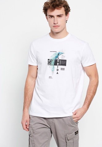 FUNKY BUDDHA-Ανδρικό t-shirt FUNKY BUDDHA λευκό