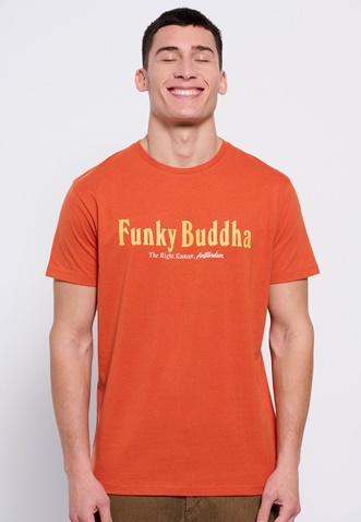 FUNKY BUDDHA-Ανδρικό t-shirt FUNKY BUDDHA πορτοκαλί