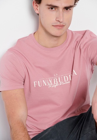 FUNKY BUDDHA-Ανδρικό t-shirt FUNKY BUDDHA ροζ