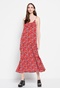 FUNKY BUDDHA-Γυναικείο maxi φόρεμα FUNKY BUDDHA κόκκινο floral