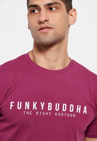 FUNKY BUDDHA-Ανδρικό essential t-shirt FUNKY BUDDHA magenta μωβ