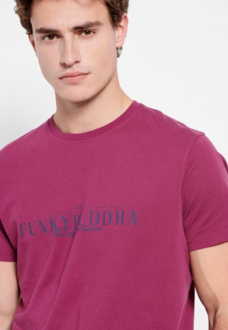 FUNKY BUDDHA-Ανδρικό t-shirt FUNKY BUDDHA μωβ magenta