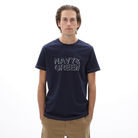 NAVY & GREEN-Ανδρικό t-shirt NAVY & GREEN μπλε ναυτικό