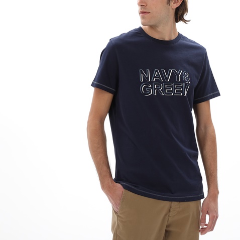 NAVY & GREEN-Ανδρικό t-shirt NAVY & GREEN μπλε ναυτικό