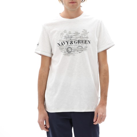 NAVY & GREEN-Ανδρικό t-shirt NAVY & GREEN λευκό