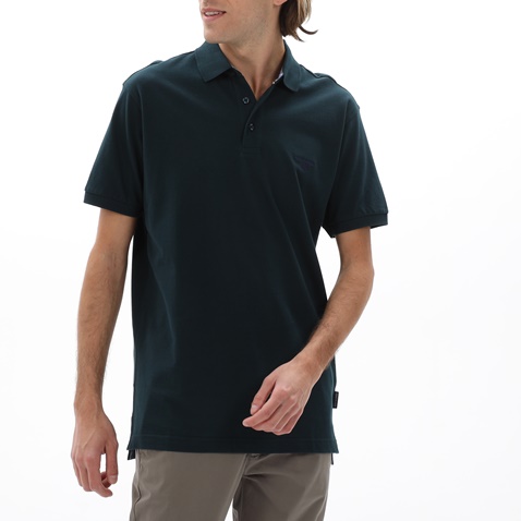 NAVY & GREEN-Ανδρική polo μπλούζα NAVY & GREEN πράσινο σκούρο