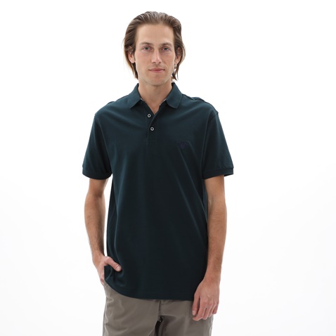 NAVY & GREEN-Ανδρική polo μπλούζα NAVY & GREEN πράσινο σκούρο