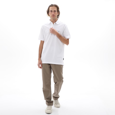 NAVY & GREEN-Ανδρική polo μπλούζα NAVY & GREEN λευκό