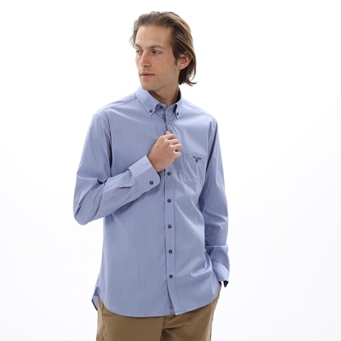 NAVY & GREEN-Ανδρικό πουκάμισο NAVY & GREEN COMFORT FIT μπλε