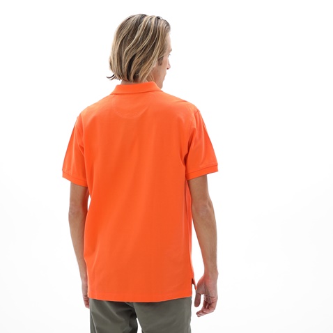 NAVY & GREEN-Ανδρική polo μπλούζα NAVY & GREEN πορτοκαλί