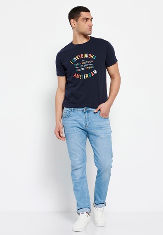 FUNKY BUDDHA-Ανδρικό jean παντελόνι FUNKY BUDDHA tapered fit μπλε