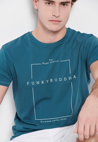 FUNKY BUDDHA-Ανδρικό t-shirt FUNKY BUDDHA πετρόλ