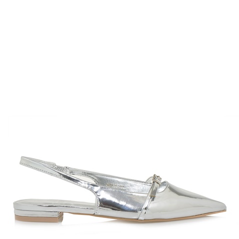 JK LONDON-Γυναικείες flat γόβες slingback JK LONDON S462B0211 ασημί