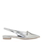 JK LONDON-Γυναικείες flat γόβες slingback JK LONDON S462B0211 ασημί