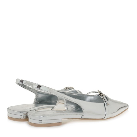 JK LONDON-Γυναικείες flat γόβες slingback JK LONDON S462B0211 ασημί