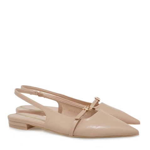 JK LONDON-Γυναικείες flat γόβες slingback JK LONDON S462B0211 μπεζ