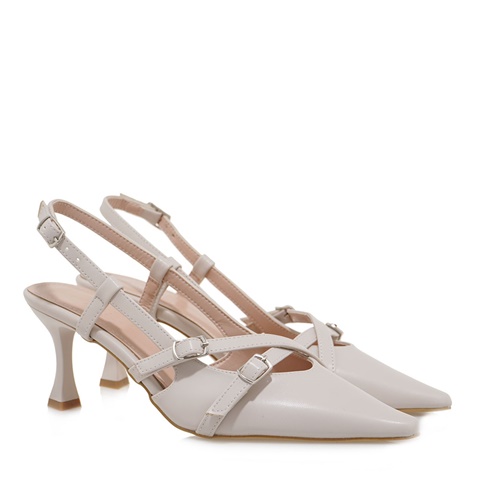 JK LONDON-Γυναικείες γόβες slingback JK LONDON S428B1913 off white