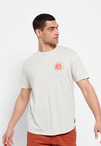 FUNKY BUDDHA-Ανδρικό t-shirt FUNKY BUDDHA relaxed fit γκρι