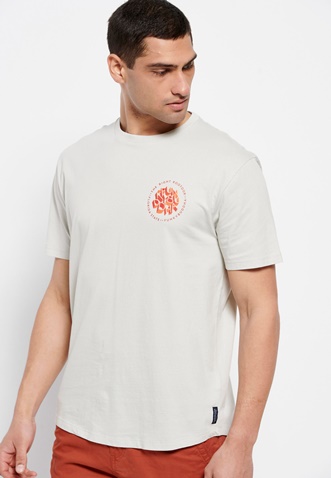 FUNKY BUDDHA-Ανδρικό t-shirt FUNKY BUDDHA relaxed fit γκρι