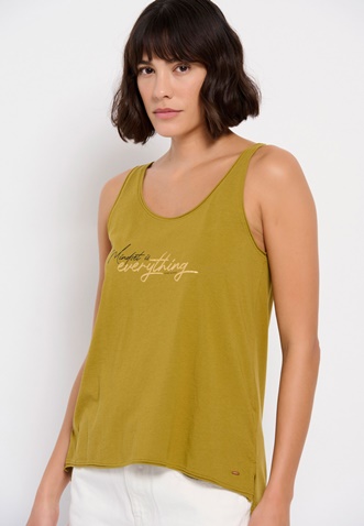 FUNKY BUDDHA-Γυναικείο tank top FUNKY BUDDHA λαδί