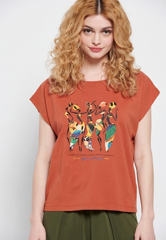 FUNKY BUDDHA-Γυναικείο t-shirt FUNKY BUDDHA πορτοκαλί