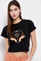 FUNKY BUDDHA-Γυναικείο cropped t-shirt FUNKY BUDDHA μαύρο