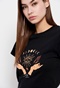 FUNKY BUDDHA-Γυναικείο cropped t-shirt FUNKY BUDDHA μαύρο