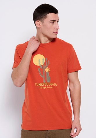 FUNKY BUDDHA-Ανδρικό t-shirt FUNKY BUDDHA πορτοκαλί