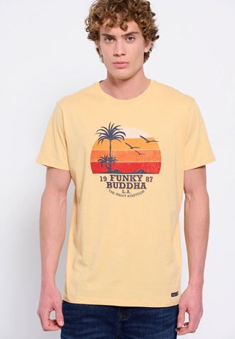 FUNKY BUDDHA-Ανδρικό t-shirt FUNKY BUDDHA κίτρινο