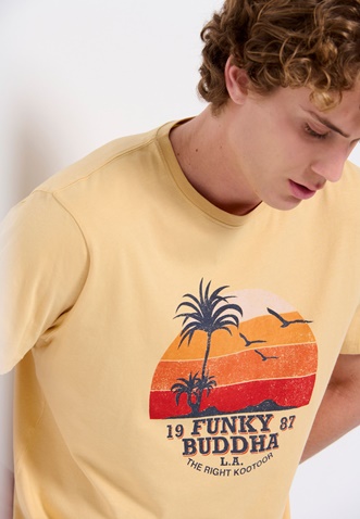 FUNKY BUDDHA-Ανδρικό t-shirt FUNKY BUDDHA κίτρινο