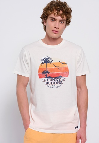 FUNKY BUDDHA-Ανδρικό t-shirt FUNKY BUDDHA λευκό