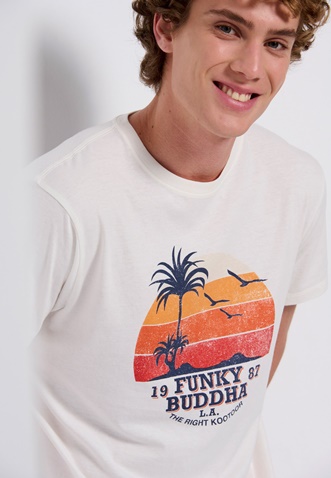 FUNKY BUDDHA-Ανδρικό t-shirt FUNKY BUDDHA λευκό