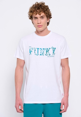 FUNKY BUDDHA-Ανδρικό t-shirt FUNKY BUDDHA λευκό