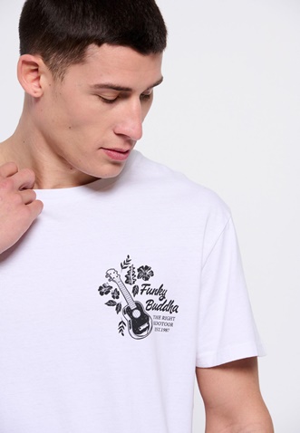 FUNKY BUDDHA-Ανδρικό t-shirt FUNKY BUDDHA λευκό