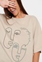 FUNKY BUDDHA-Γυναικείο oversized t-shirt FUNKY BUDDHA garment dyed εκρού